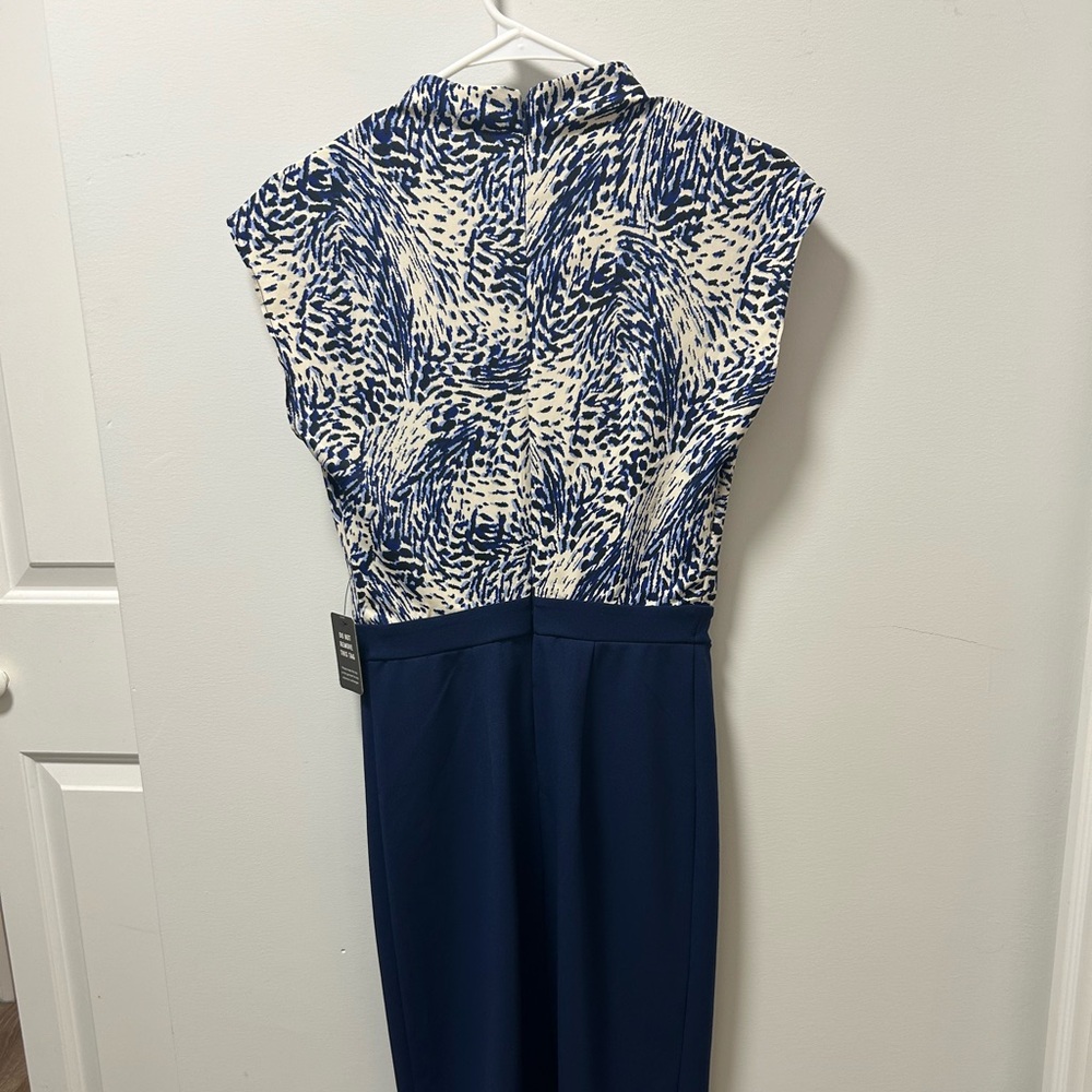 Express Blue Patterned Abstract Dress